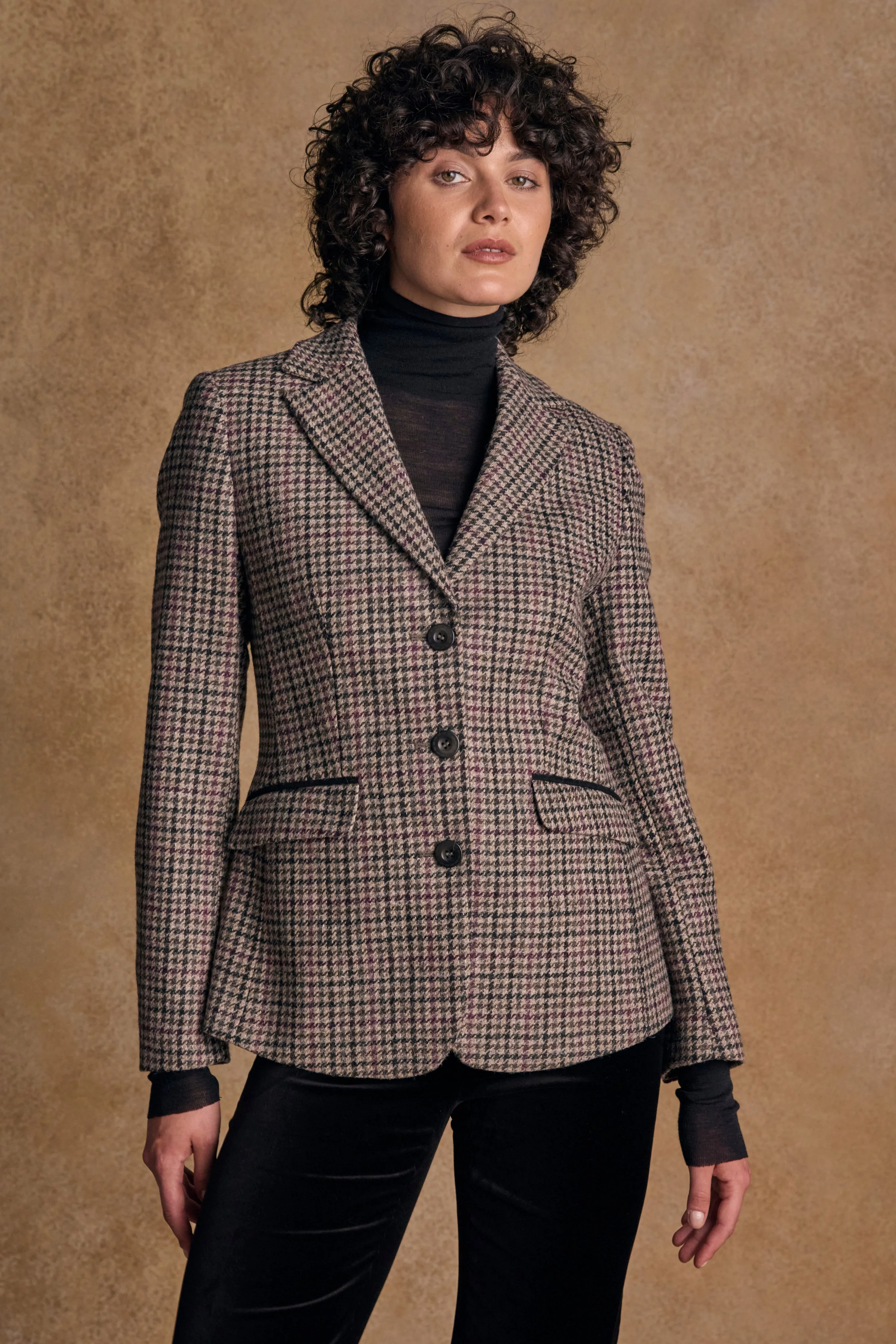 Tara Tweed Hacking Jacket - Plum Hacking Check