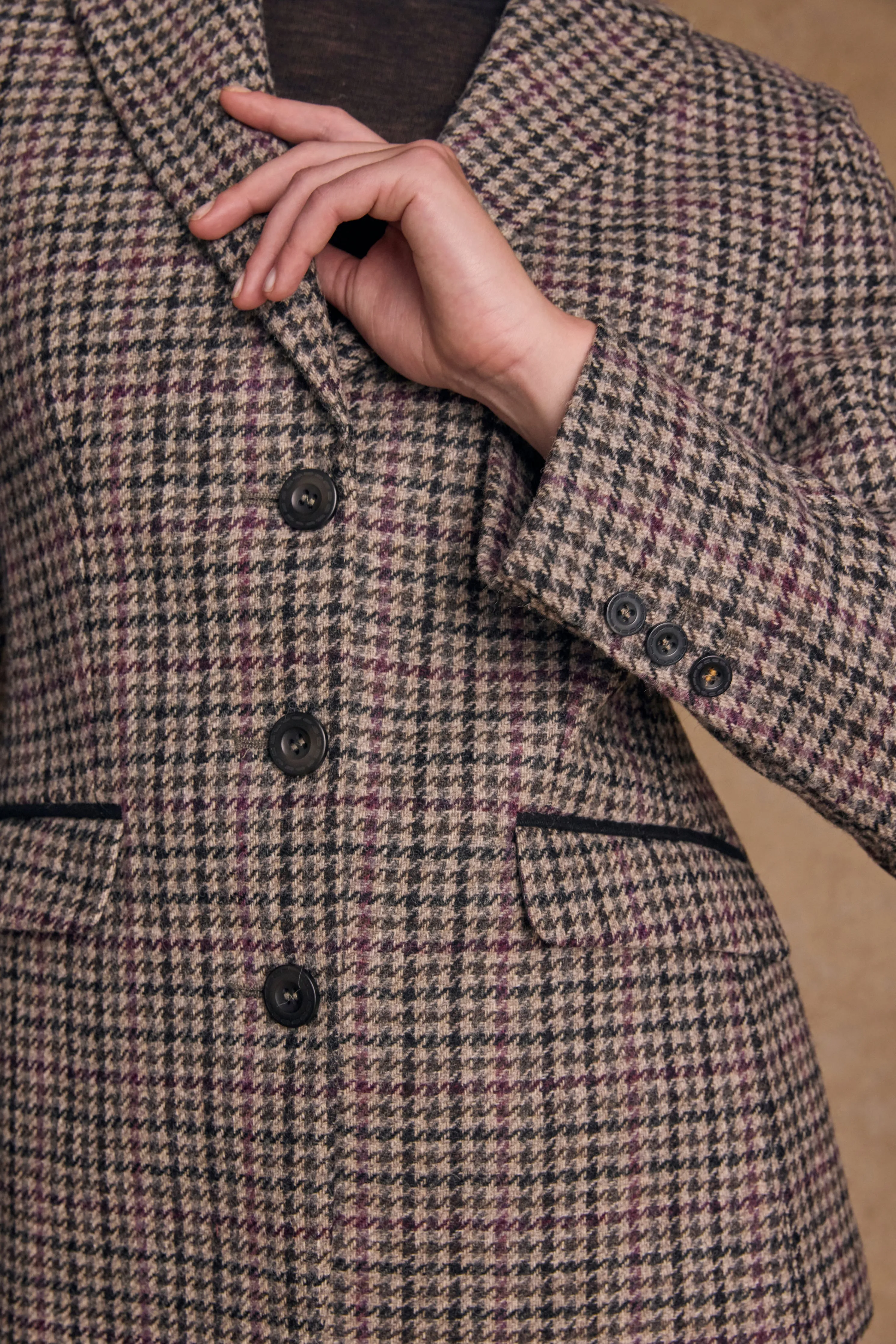 Tara Tweed Hacking Jacket - Plum Hacking Check